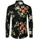 thumbnail image 2 of Camisas estampadas con flores rosas estilo retro estilo hipster para hombre, camisas casuales ajustadas de manga larga, elásticas, blusas con botones para hombre, 2 of 5