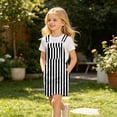 thumbnail image 6 of Bainana Kids Girls Sleeveless Striped Printed Overalls Dress With Pocket Casual Breathable Child Suspender Dress For Beach Vacation Size 4-5 Years Black, 6 of 7