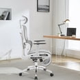 thumbnail image 2 of Silla Ergonómica de Oficina – Respaldo Alto de Malla – Apoyabrazos 3D y Reposacabezas – Soporte Lumbar Dinámico – Reclinación 125° – Giratoria – Hogar u Oficina – Blanco/Gris, 2 of 9