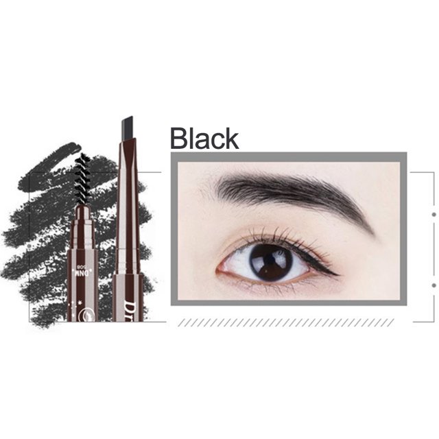 Crayon à Sourcils avec Brosse à Sourcils Tête de Stylo Triangulaire Rotation Automatique Imperméable et Résistant à la Transpiration Maquillage 3D Café Foncé