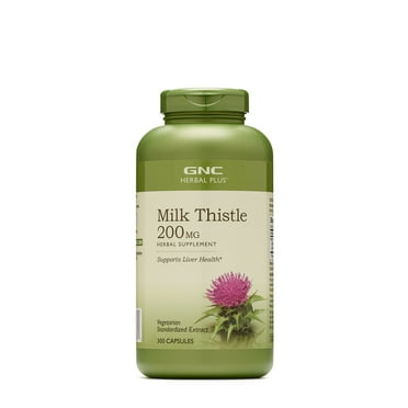GNC Herbal Plus Milk Thistle 200mg Supplement, Vegetarian, Supports Healthy Liver Function, 300 Capsules, 100 Servings