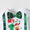 thumbnail image 5 of Newborn Baby Boys First Christmas Outfit Infant Deer Gentleman Bodysuit Plaid Pants Hat Set, Green, 5 of 8