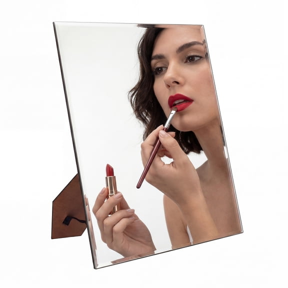 Frameless Vanity Mirror: 10.6"x13" Wall Mount & Desk Stand, Compatible for Makeup