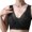 Black, variant on Women Seamless Padded Wireless Lace Bra V-Neck Wide Vest Strap Breathable Soft Everyday Lingerie Gentle Support Sleep Bra Black 2XL