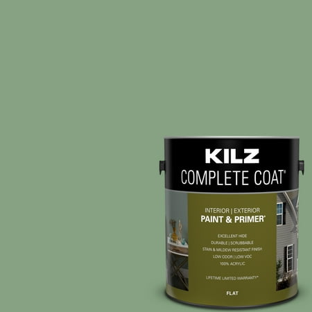 KILZ Complete Coat Paint & Primer, Interior/Exterior, Flat, Wild Thyme, 1 Gallon