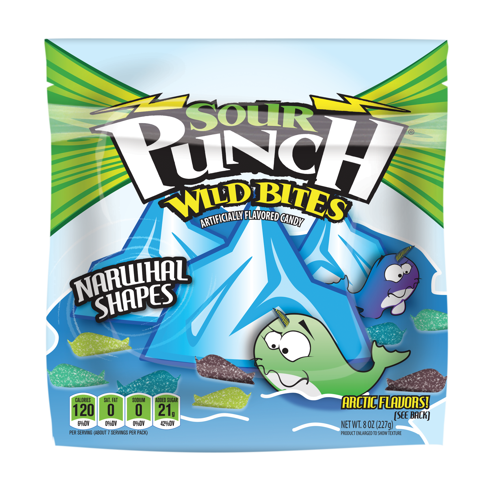 Sour Punch Wild Bites, Narwhals, 8oz Bag