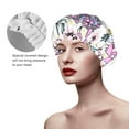 thumbnail image 4 of Kdxio Summer with Flamingo Print Shower Cap for Women,Elastic and Reusable,Double Waterproof Layers Bathing Hat, 4 of 9