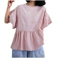 thumbnail image 5 of ZyeKqe Blouses for Women Dressy Casual Ruffle Half Sleeve Shirts Crewneck Babydoll Cute Summer Tops, 5 of 6