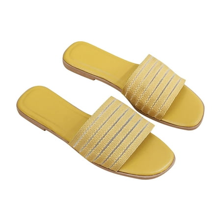 

Hvyesh Clearance Sandals for Women Leather Bottom Solid Color Sandals Ladies Leisure Travel Slippers Webbing Decoration Slipper Casual Softy Sandals