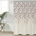 thumbnail image 5 of Flower Purple Shower Curtain, 72" x 72", Grey Cherry Blossoms Cotton Linen Background Waterproof Bathroom Curtain Washable Shower Curtain Set with 12 Hooks, 5 of 6