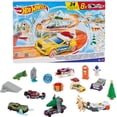 thumbnail image 1 of Hot Wheels Toy Cars, 2024 Advent Calendar, 8 1:64 Scale Vehicles, 16 Winter-Themed Accessories & Playmat, 1 of 5