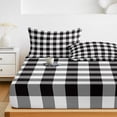 thumbnail image 6 of Cal.King Size Fitted Sheet Set - Black and White Checkered 3 Piece Bedding Sets 16" Deep Pocket Fitted Sheet with 2 Pillowcases, Farmhouse Buffalo Plaid Brushed Microfiber Hotel Luxury Bed Sheets, 6 of 9