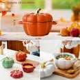 thumbnail image 7 of Dutch Oven Pot with Lid, 15 Oz Cute Pumpkin Ceramic Dessert Saucepan with Handle, Mini Pumpkin Bowl Baking Dish, Covered Stockpot Pottery Casserole, Halloween Thanksgiving Decor, 7 of 7
