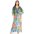 thumbnail image 5 of Sakkas Maribel Women's Maxi Caftan Dress Short Sleeves V Neck Long Loose Casual - 564-Multi - S/M, 5 of 5