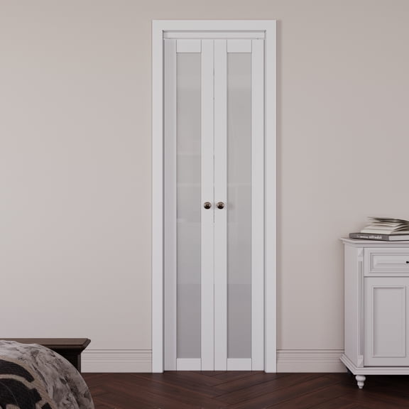 24" X 80" 1-Lite Glass Door Solid Core Manufactured Wood French-Pivot Door With Installation Hardware