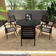thumbnail image 2 of LeisureMod Chelsea 60" Wide Round Black Aluminum Outdoor Patio Dining Table – Modern 4-Seater for Backyard or Deck, 2 of 7