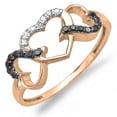 thumbnail image 1 of Dazzlingrock Collection 0.15 Carat (ctw) 18K Black & White Diamond Three Heart Infinity Love Ring, Rose Gold, Size 9, 1 of 1