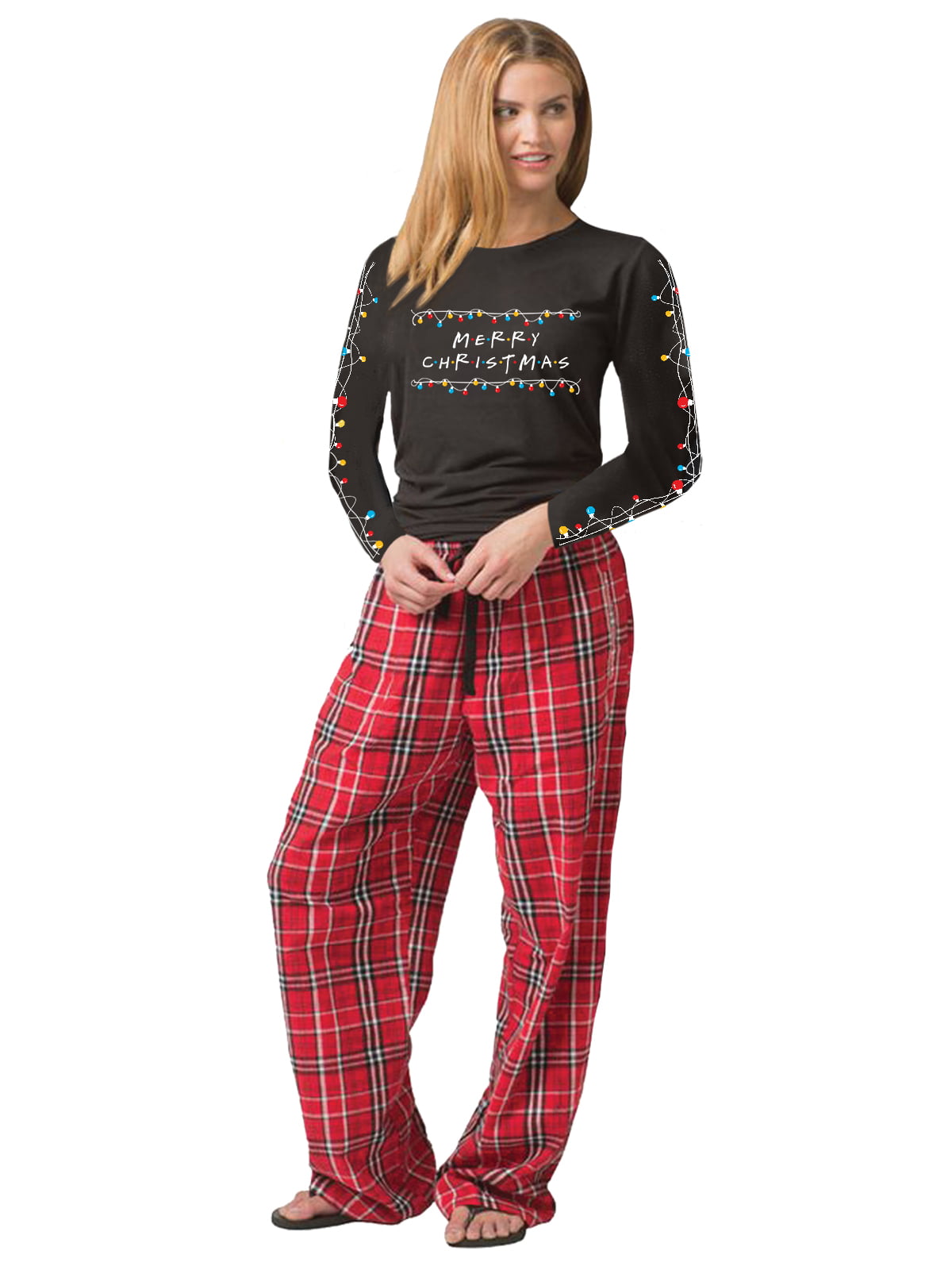 Matching Family Christmas Pajamas Women's Christmas Lights 2-Piece ...