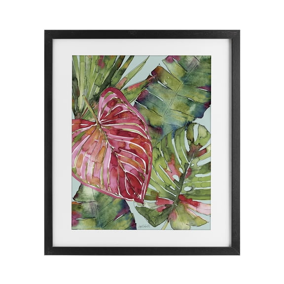 Stupell Industries Pink & Green Palm Springs Black Framed Print Under Glass design by Anne Tavoletti, 16 x 13