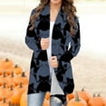 thumbnail image 3 of CILENON Jackets for Women Trendy Women's Halloween Animal Cat Pumpkin Print Cardigan Coat (Gray,M), 3 of 4
