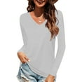 thumbnail image 1 of Bellella Women Basic Tops Baggy Solid Color Tee Sport Pullover Grey S, 1 of 2