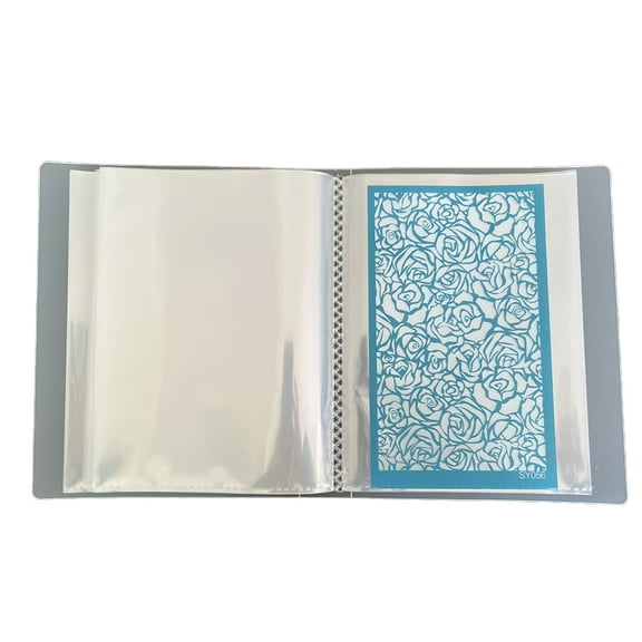 Silk Screen Stencil Storage Folder – 40 Pocket Transparent Plastic Sleeve Organizer for Paper, Templates & Polymer Clay
