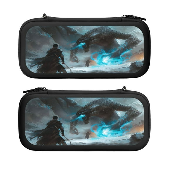 Game Monster, Carrying Case For Nintendo Switch & OLED Version, Eva Lightweight Shockproof Protective Pouch Case for Game Console & Accessories with 10 Game Card Slot & Wristband, Black