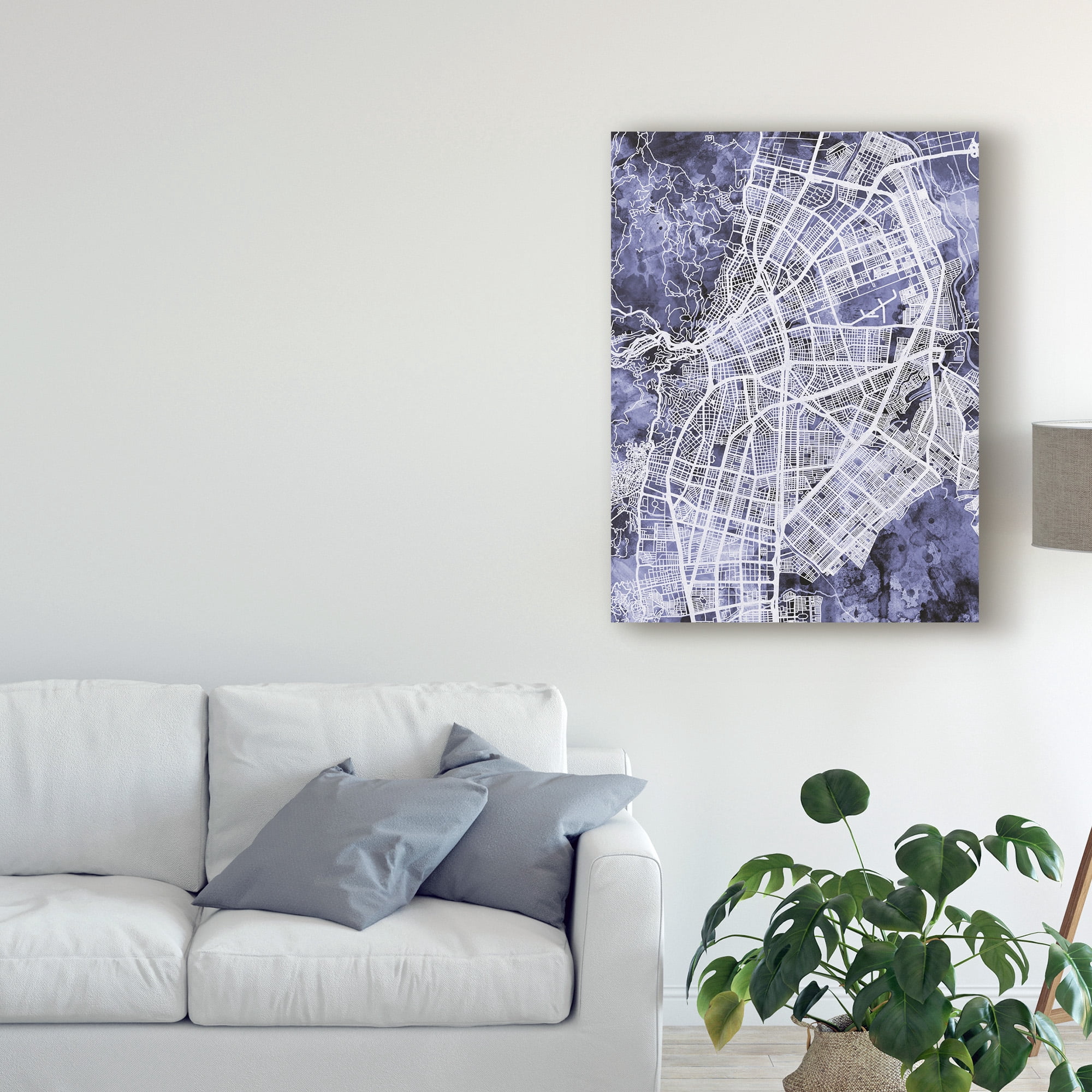 Trademark Fine Art 'Cali Colombia City Map Blue' Canvas Art by Michael Tompsett
