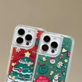 thumbnail image 3 of Designed for iPhone Case,Cute Cartoon Christmas Snow Man Tree Quicksand Camera Lens Protection Shockproof Protective Cover Phone Case (Green,iPhone 15), 3 of 5