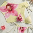thumbnail image 5 of ZACPNCV Womens 3 Piece Floral Print Bikini Set Short Sleeve Cover Up Triangle Top High Waisted Bottom Swimsuit for Beach Pool Party Summer Vacation, 5 of 8