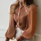thumbnail image 1 of Suéter de mujer de punto con base de manga farol y cuello alto con diseño de hongo negro estilo femenino elegante de otoño e invierno, 1 of 6