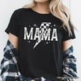 thumbnail image 2 of Checkered Lightning Bolt Mama Tee, Vintage Retro Black and White Tee for Energetic Moms, 2 of 8