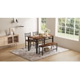thumbnail image 1 of Towallmark 47'' Modern Farmhouse Dining Table Set for 4 with Bench and Chairs, Storage Shelf, Metal Frame, Space-Saving Design for Dining Room, Kitchen, Apartment (Brown), 1 of 8