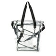 thumbnail image 6 of K-Cliffs Heavy Duty Clear Tote Bag, See Through Messenger Bag, Durable 0.5mm Vinyl, Transparent Work Bag, School Bookbag w/ Cell Phone Pouch, & Pencil / Makeup Case, Black, 6 of 10