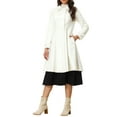thumbnail image 4 of INSPIRE CHIC Women's Vintage Solid A Line Double Breasted Collared Winter Overcoat XL White, 4 of 6