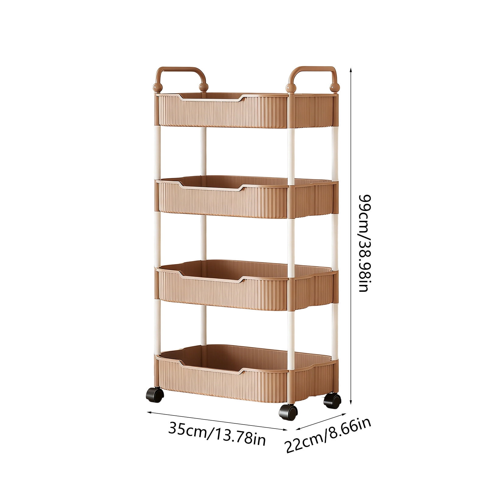 4-Tier Rolling Utility Cart, Multifunctional Storage Organizer with Plastic Shelf & Metal Wheel, Storage Cart for Kitchen, Bathroom, Living Room, Office