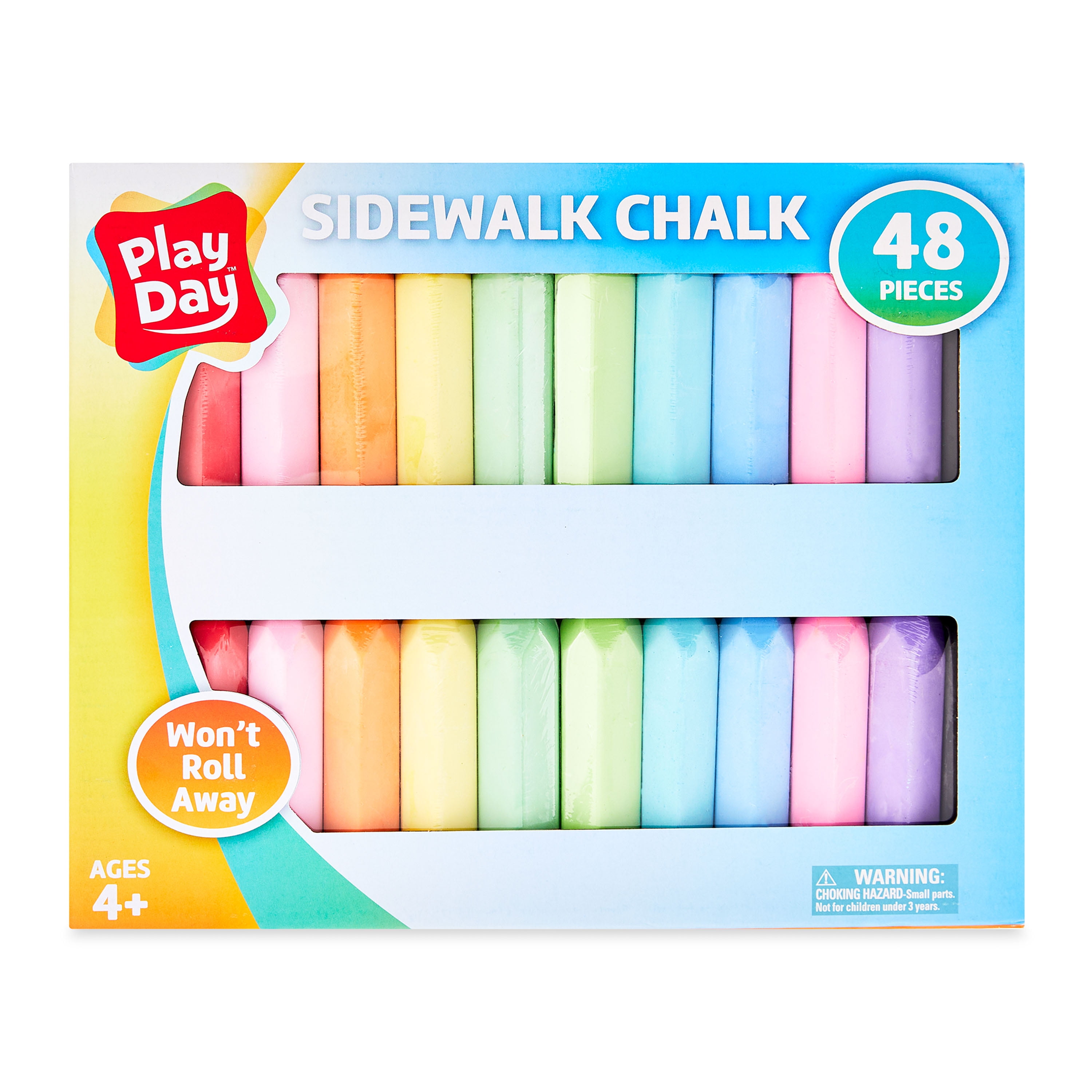 Play Day Sidewalk Chalk, Assorted Colors, 48 Count