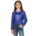 thumbnail image 4 of FAWUUDO Girls Short Sleeve Sequin Shirts Party Glitter Sparkly Tops Blouse, 4 of 8