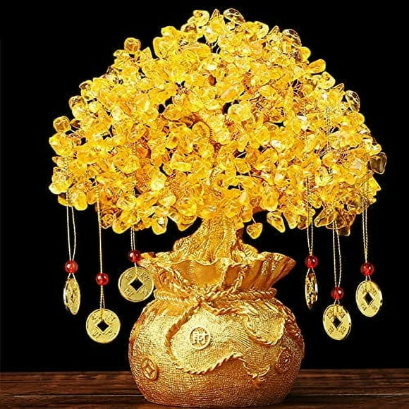 ShenMo Feng Shui Citrine/Citrine Money Tree and Chinese Dragon Flower Pot