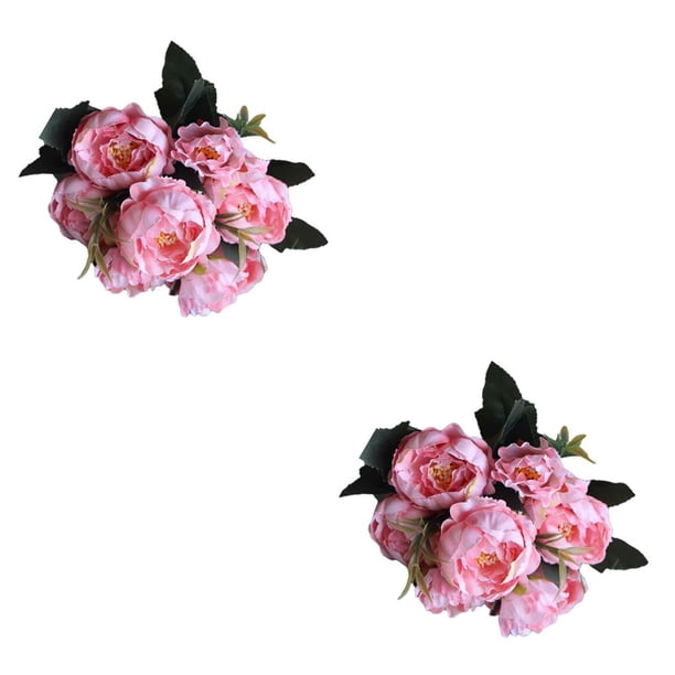Bewildely Ramo de 8 cabezas/ramo de peonía Artificial, simulación de Mini peonía, de oficina para el hogar, suministros de decoración para fiesta rosado 2piezas Bewildely CBP049787