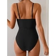 thumbnail image 4 of Swimsuit for Women Ring Linked Monokini Bathing Suit Cutout Swim Suit Black S, 4 of 7