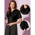 thumbnail image 2 of DARING DIVA Flared Sleeve Crop Shrug Bolero Glitter Jackets XS Black, 2 of 6