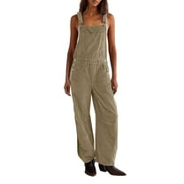 iHPH7 Overalls for Women Loose Fit, Bib Overalls Women, Corduroy Overalls for Women, Wide Leg Overalls for Women, One Piece Jumpsuits for Women, Khaki L