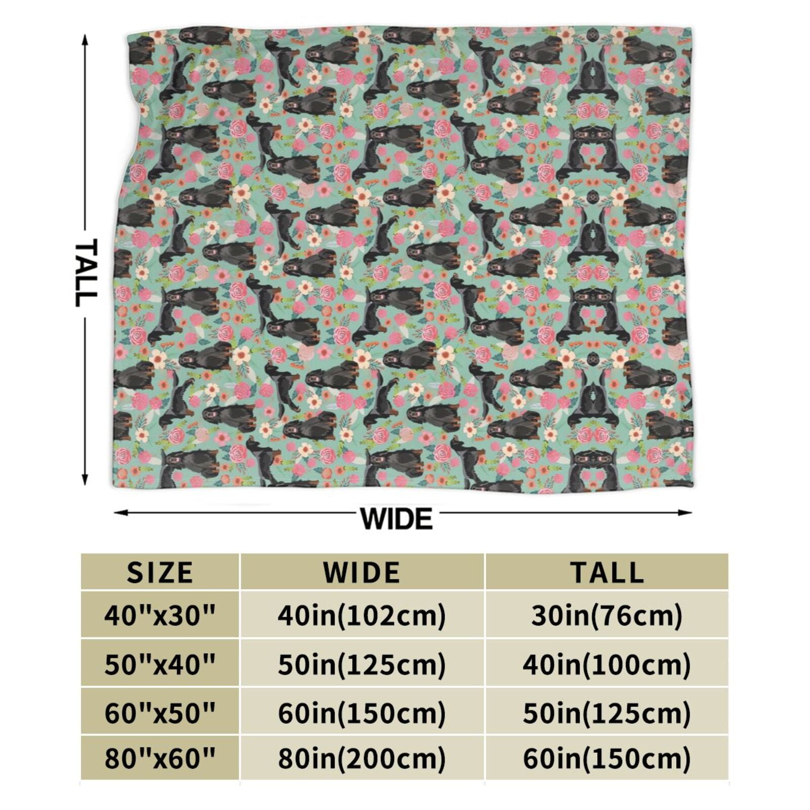 Wijzvio Gordon Setter Dogs Lovers Flower Floral Throw Blanket Soft Fuzzy Fleece Blanket For Couch Bed Living Room Decoration 50"X40"