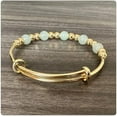 thumbnail image 7 of 18K Gold Plated Jewelry Faux Jade Bead Stone Bracelet Adjustable Cuff Bracelet, 7 of 7