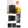 thumbnail image 5 of Small Metal Storage Cabinet, Sideboard Cabinet with 2 Doors, Modern Accent Cabinet with Legs for Entryway, Living Room, Home Office, Dining Room, Orange, 5 of 6