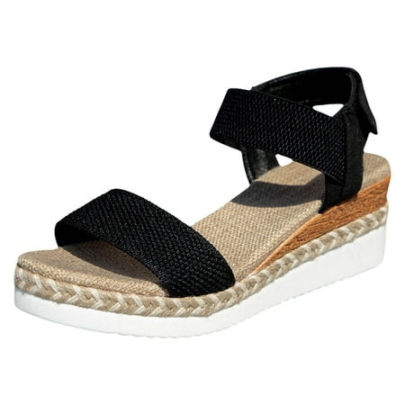 

Daznico Sandals Women Sandals for Women Rope Soles Fish Mouth Wedges Thick Soles Elastic Straps Trip Straps Flying Weaving Women s Shoes Orthopedic Sandals for Women(Color:Black Size:US 6.5)