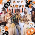 thumbnail image 3 of ZHAOCHENG Globos de Halloween: decoraciones de Halloween, kit de tapices de Halloween, 48 globos, 25 accesorios fotográficos, pancartas, calabazas, coronas de letras, 3 of 5