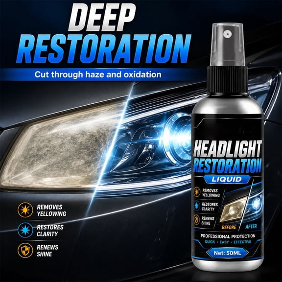 Car Headlight Yellow Remover 1.7 fl oz Headlight Lens Restoration Kit Cleaner Protection Brightener for Foggy Dull Car Headlights SUV Truck Auto