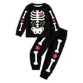 thumbnail image 2 of Halloween Pjs for Girls Crew Neck Skeleton Pajama Long Sleeve Cute Print Soft Sleepwear Kids Loungewear Pajamas for Girls Size 2-10 Years, 2 of 4
